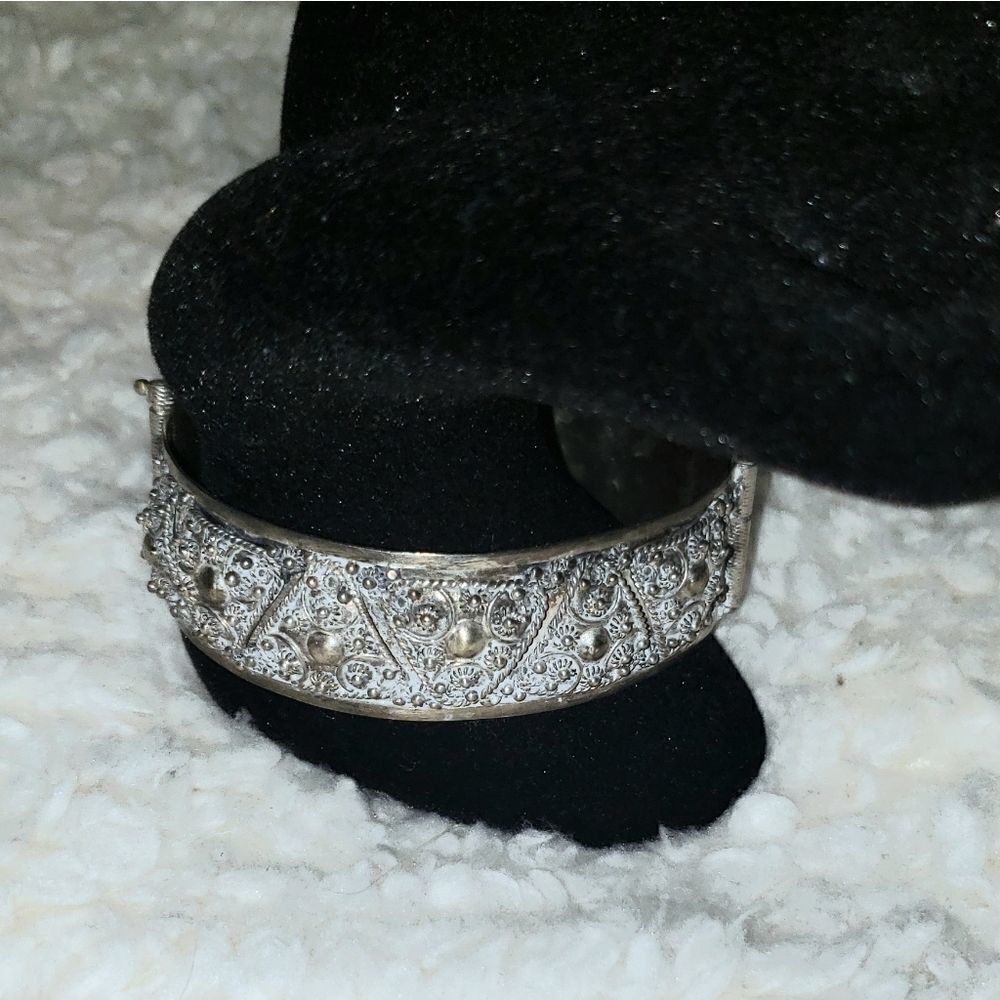 Vintage | Sterling Silver Geometric Foral Bracelet